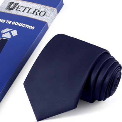 Black Ties for Men Solid Pure Color Formal Neckties 3.15" (8CM) Men'S Tie Gift Box