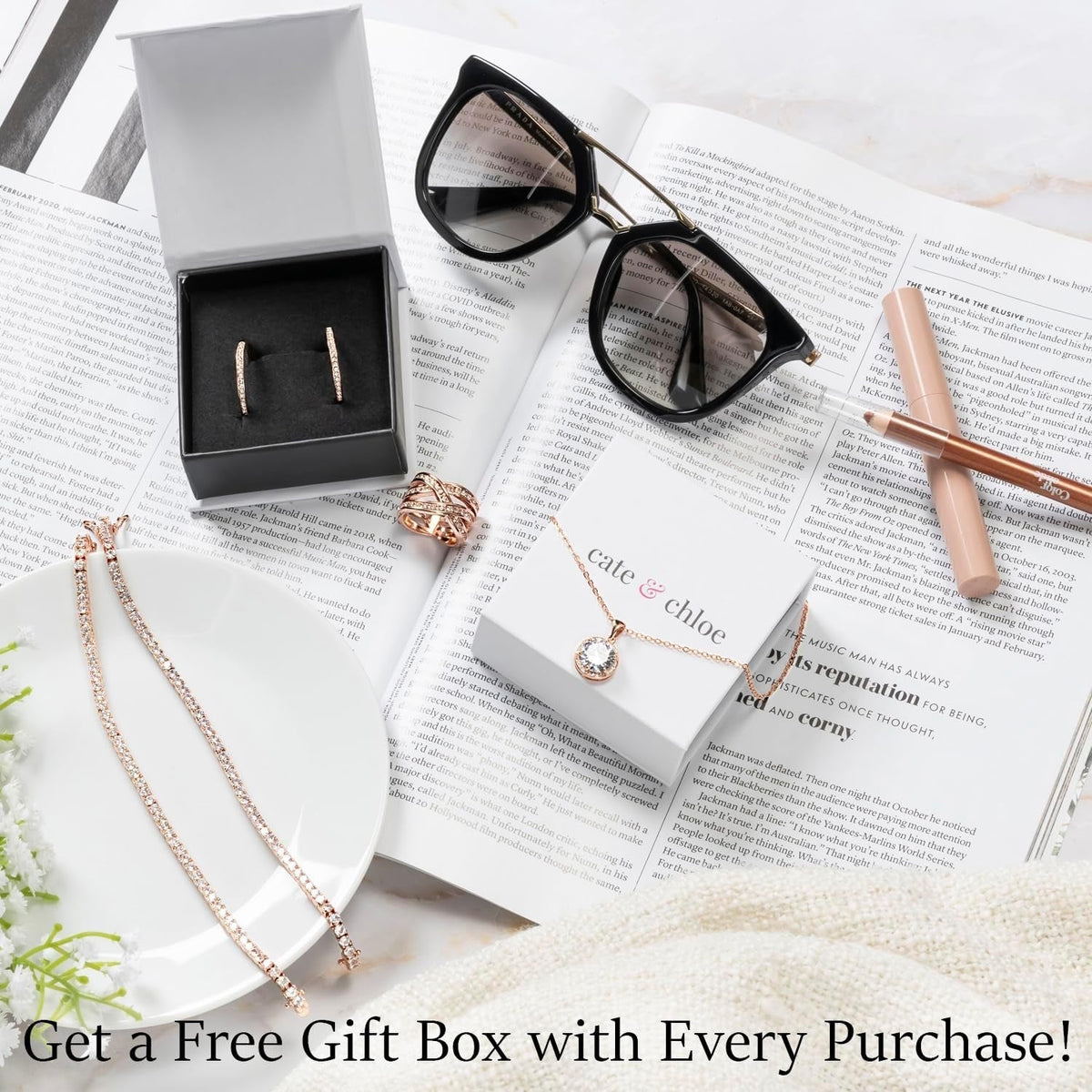 Royal 18K White Gold Plated Birthstone Necklace for Women, Silver round Cut Halo Crystal Necklace with Simluated Diamond Crystals, Jewelry for Women