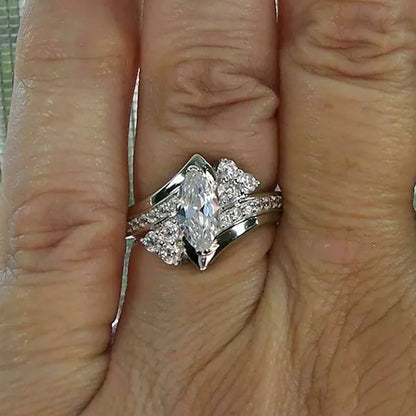925 Sterling Silver Diamond Ring Fashion Women Marquise Ring Bridal Wedding Fine Jewelry Daily Casual Accessories