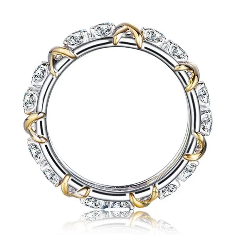 So Sparkling ! 925 Solid Sterling Silver Natural Gemstone White Sapphire Diamond Eternity Stackable Band Ring Wedding Engagement Fine Jewelry