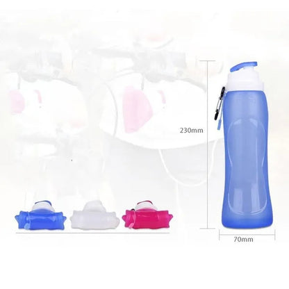 Silicone sports water bottle can be folded silicone water bag convenient travel water cup outdoor folding water bottle