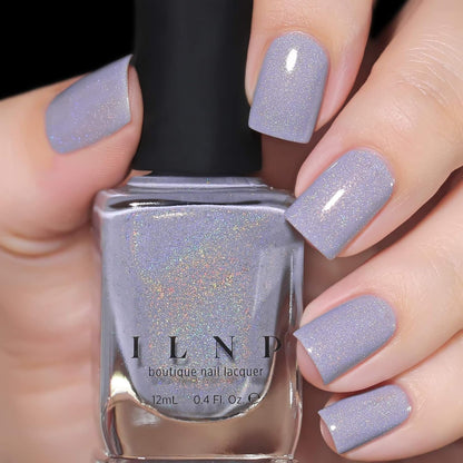 ILNP ASAP - Soft Lavender Blue Neutral Nail Polish, Subtle Holographic, Chip Resistant, 7-Free, Non-Toxic, Vegan, Cruelty Free, 12Ml