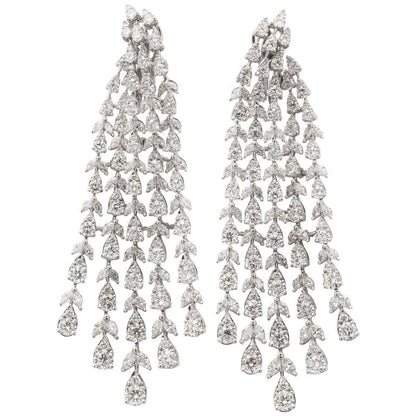 Exquisite 15.73 Carat Diamond Front Back Chandelier Dangle Earrings