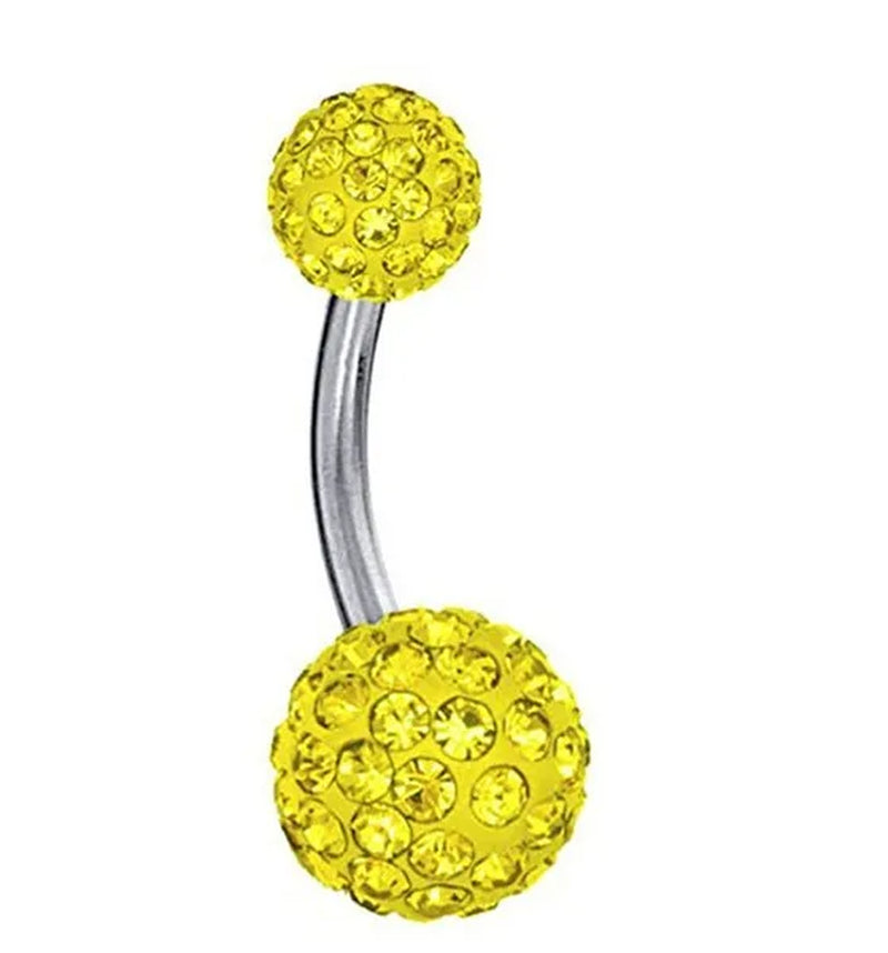 2016 Big Sale 8mm&5mm Crystal Disco Ball Imbue Diamond  316L medical steel material Stainless Steel Belly Button Navel Ring Body Piercing