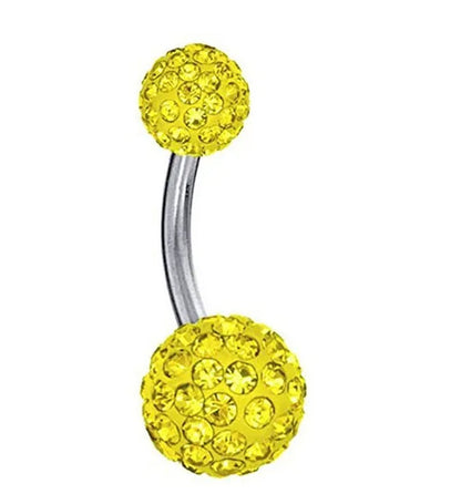 2016 Big Sale 8mm&5mm Crystal Disco Ball Imbue Diamond  316L medical steel material Stainless Steel Belly Button Navel Ring Body Piercing