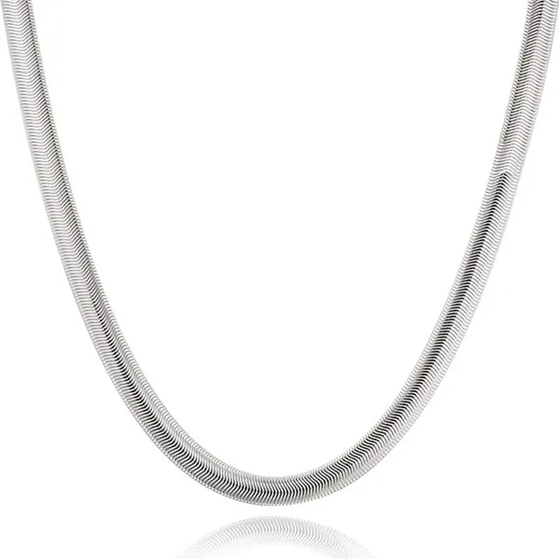 6Mm 925 Sterling Silver Flat Snake Bone Chain Necklace