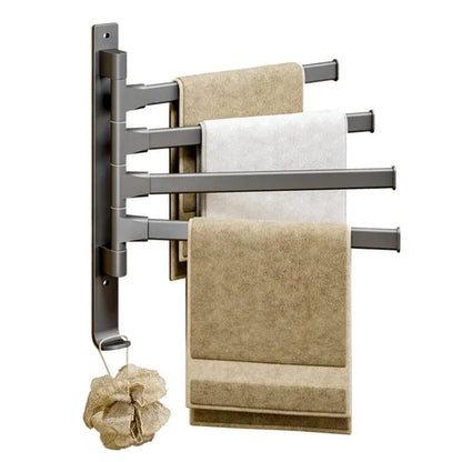 2024 New Wall Mounted 180° Swivel Multi-bar towel rack Towel Hanging Holder for Bathroom with Hook