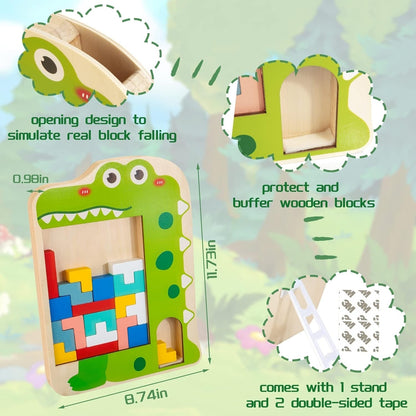 Wooden Blocks Puzzle Brain Toy for Kids Montessori STEM Educational Toy Pattern Blocks Gift for 3 4 5 6 7 Year Old Boys Girls