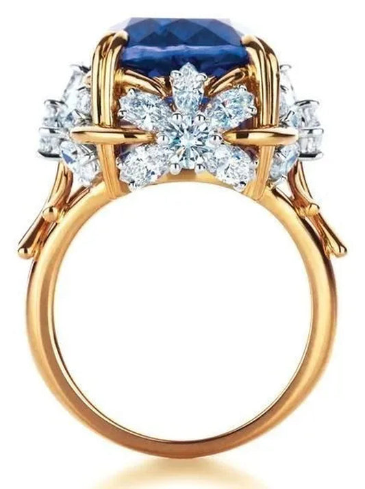 Lady Flower Blue Sapphire Engagement Wedding Ring Size 6,7,8,9,10