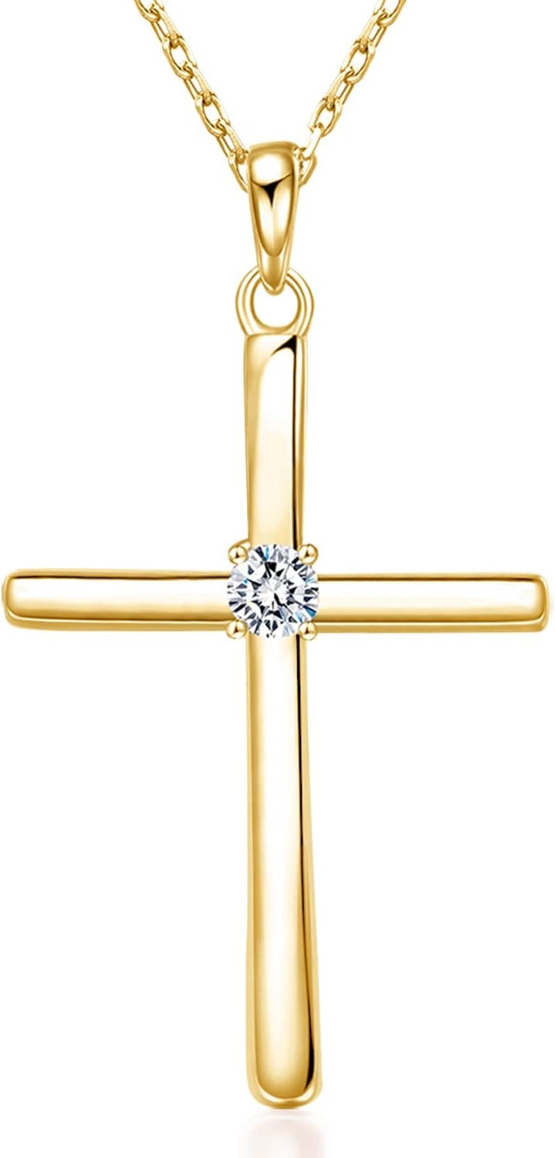 Cross Necklace for Women, Exquisite Gemstone, 18K Gold Necklace for Women, Gold, Cubic Zirconia