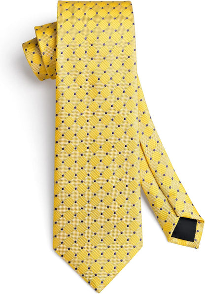 Mens Ties Plaid Tie and Pocket Square Set Classic Woven Formal Checkered Neckties & Handkerchief Wedding Party