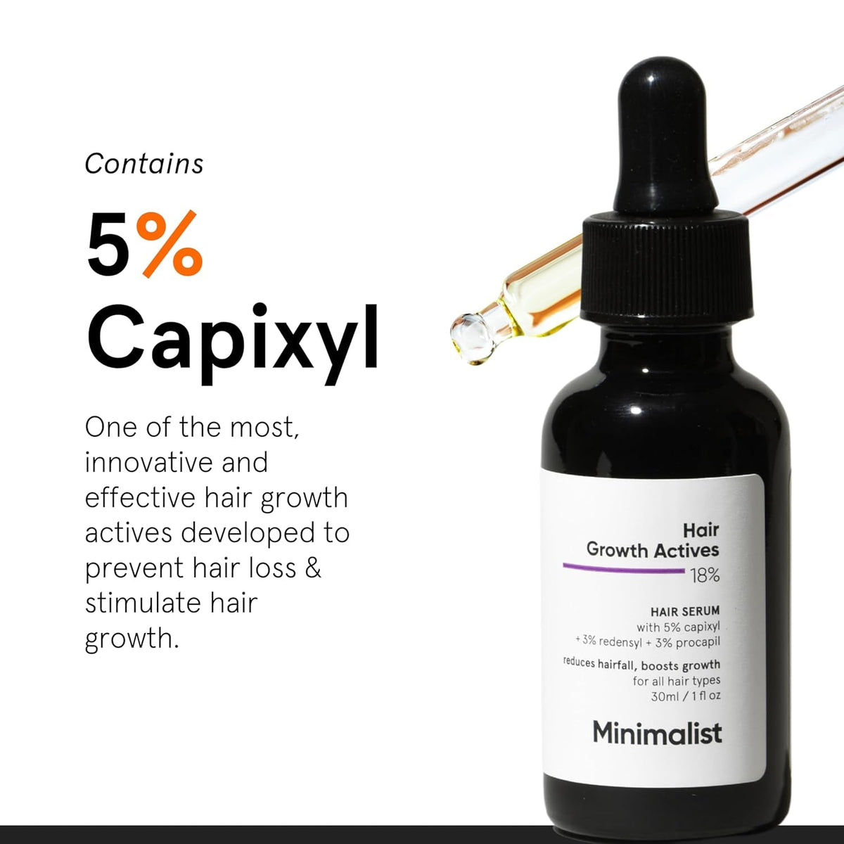 Hair Density Serum 18% | with Procapil, Capixyl, Redensyl, Anagain & Baicapil for Hair Fall Control | Women & Men | 30 Ml