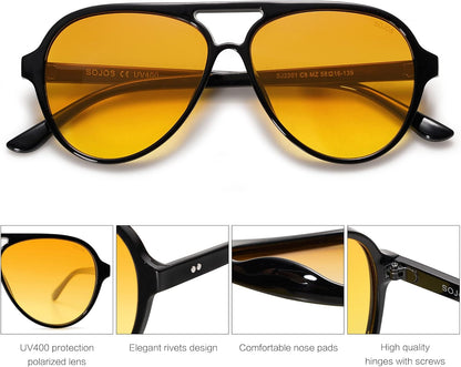 Classic Polarized Aviator Sunglasses Womens Mens Retro Double Bridge Aviators SJ2201