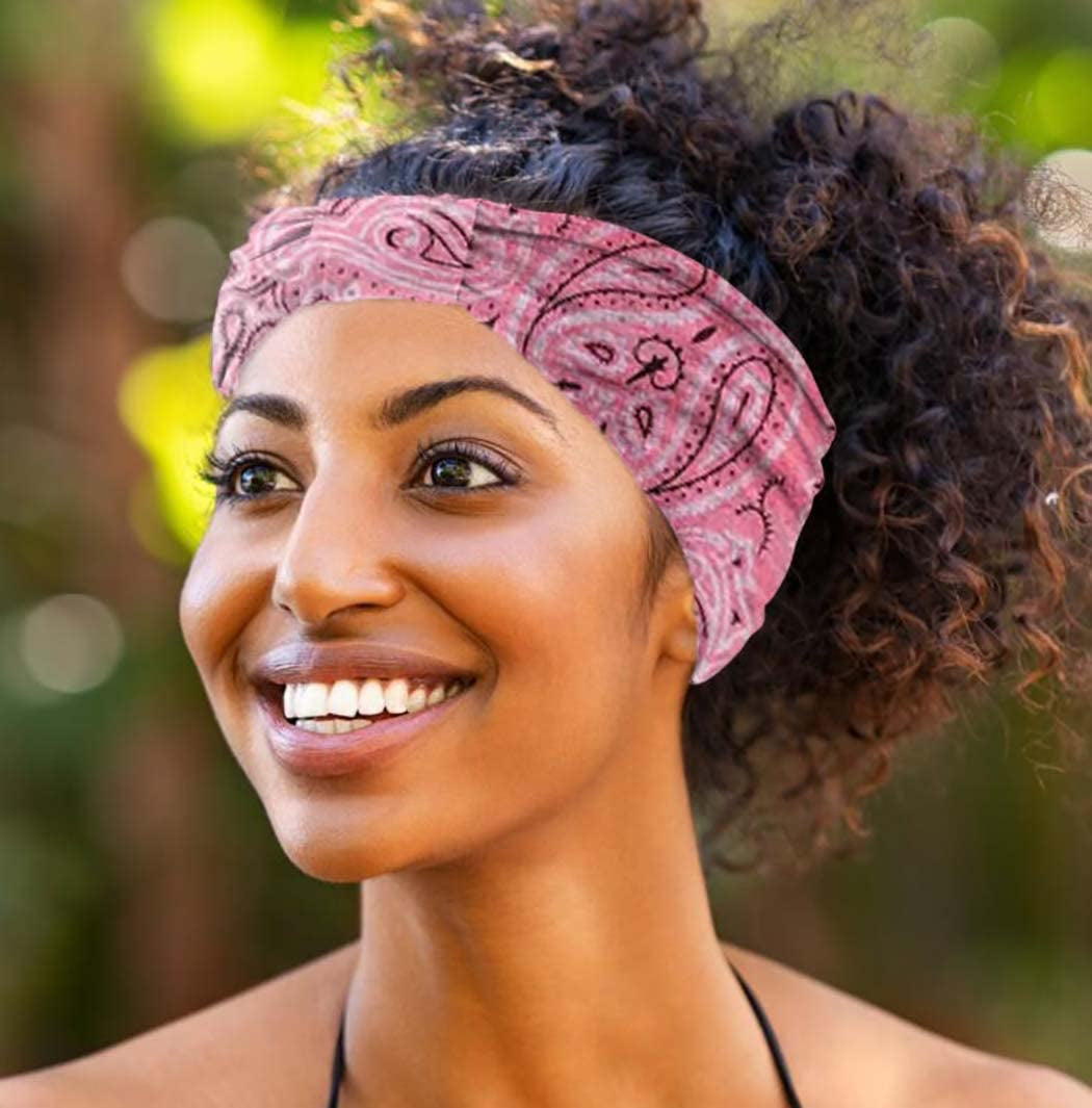 Boho Headbands Wide Turban Knotted Head Bands African Head Wraps Yoga Hairbands Hair Scarf Elastic Hair Accessories for Women and Girls Pack of 3 (Set-2B)