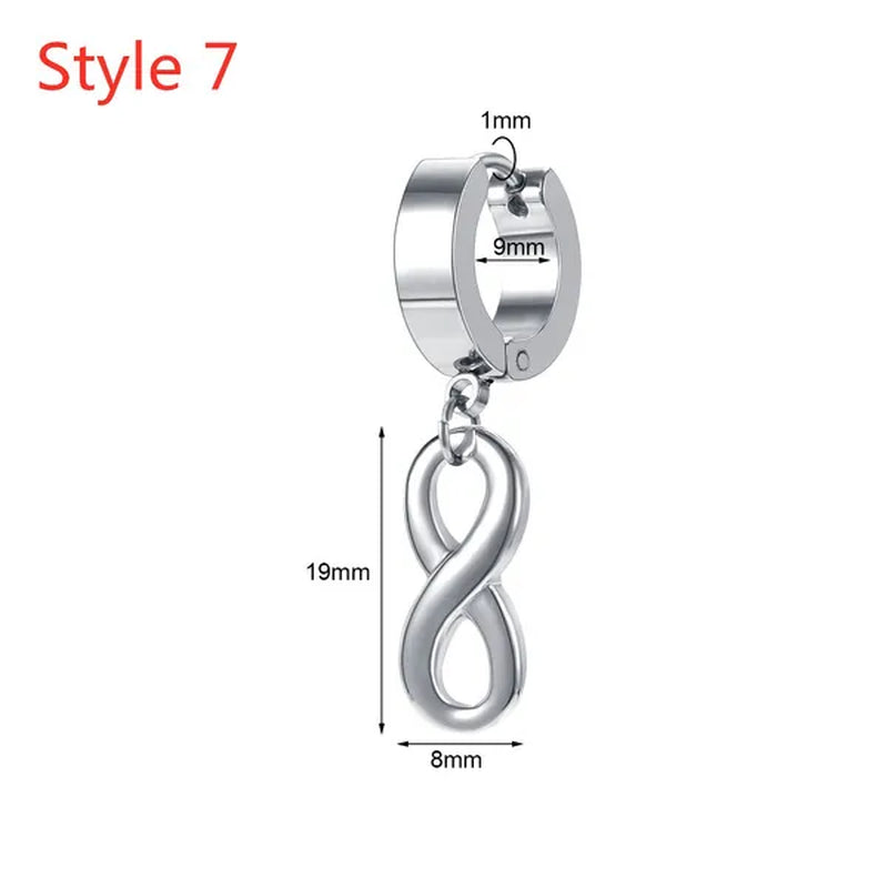 1 Pair Stainless Steel Huggie Hinged Hoop Earrings Hoop Dangle Earrings for Women Men Silver Black