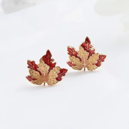 Maple Leaf Small Stud Earrings Gold Earrings Luxury Jewelry