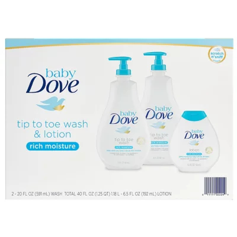 Baby Dove Wash and Lotion (2 - 20 Fl. Oz. & 1 - 6.5 Fl. Oz.)