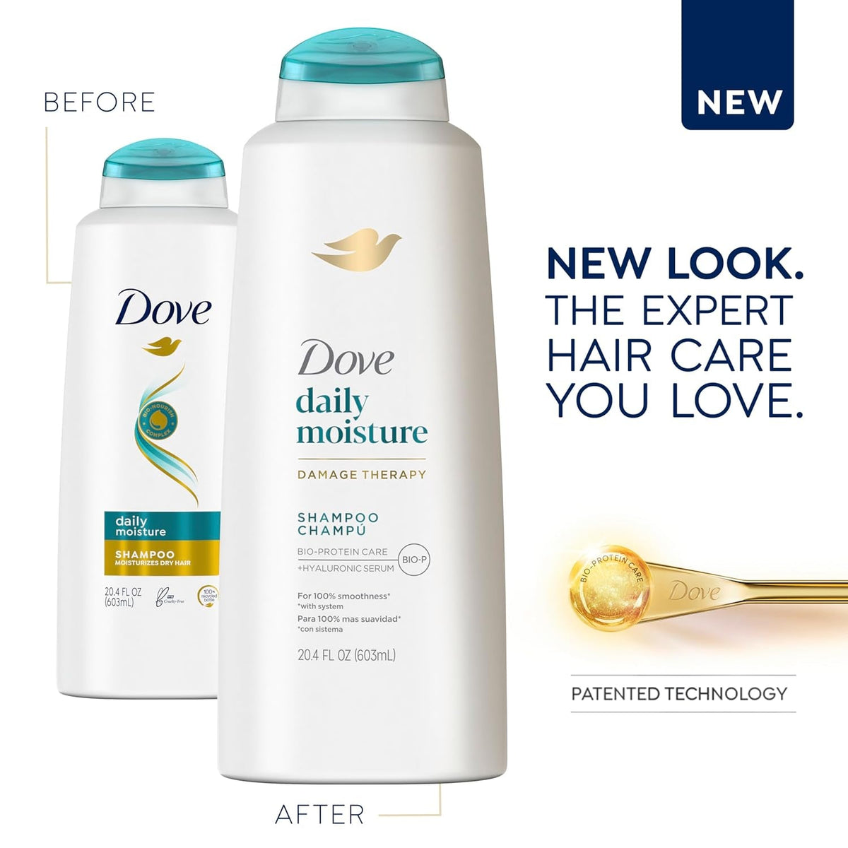 Damage Therapy Shampoo Daily Moisture for Dry Hair Shampoo with Bio-Protein Care 20.4 Fl Oz