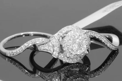 Exquisite 3pcs/Set Super Pretty Women's Fashion Sapphire Ring Set Anniversary Gift Engagement Bridal Wedding Rings Jewelry Set Size 5-11