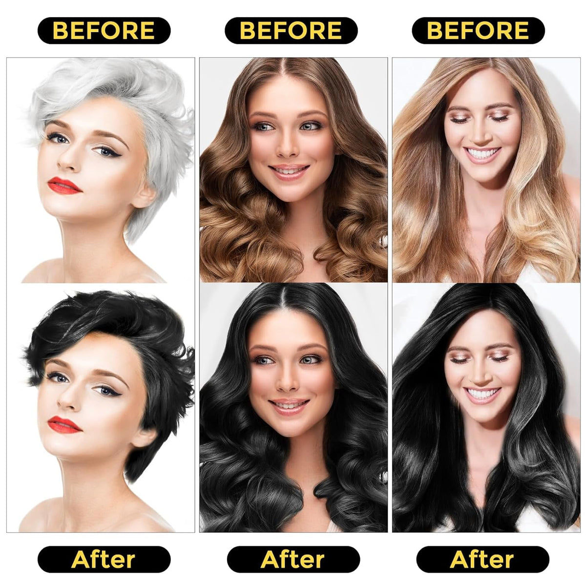 Hair Dye Shampoo 3 in 1 for Gray Hair, Herbal Ingredients Natural Shampoo Hair Dye for Women Men (Black)