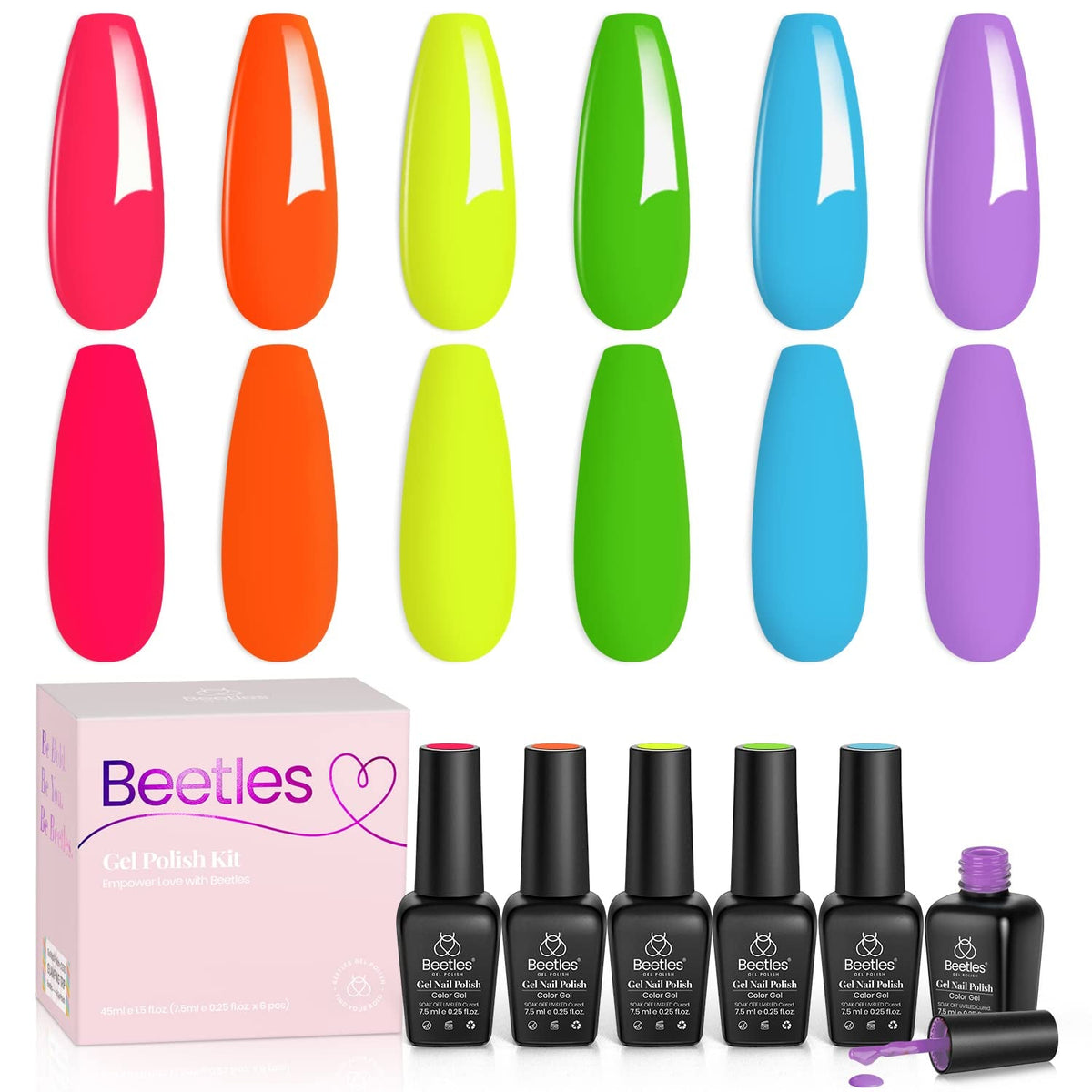 Beetles Pastel Gel Nail Polish,6 Colors Macaron Pink Blue Green Yellow Purple Soft Pastel Gel Polish Soak Off Uv Gel Manicure Spring Gel Polish Nail Art Design DIY Home Salon Gift for Women Girl