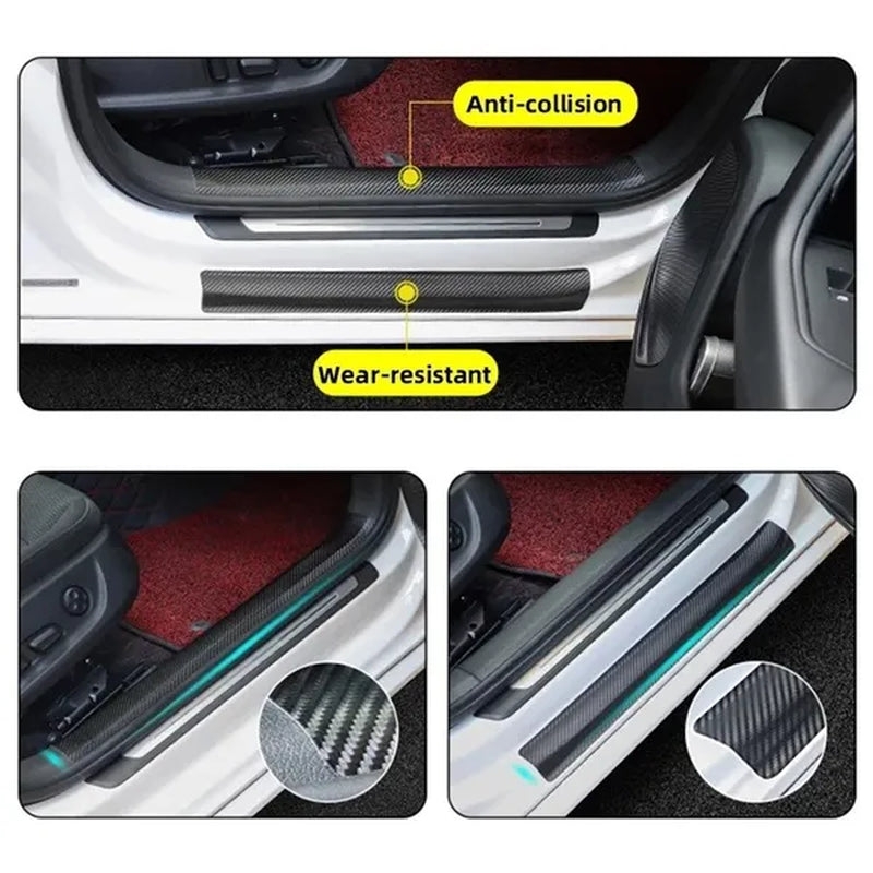3M/10M 3D Carbon Fiber Car Sticker DIY Paste Protector Strip Car Door Sill Side Mirror Anti Scratch Tape Waterproof Protect Film