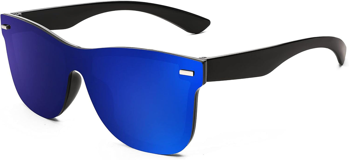 Sunglasses, Rimless Mirrored Sun Glasses with Reflective One-Piece Lens, B4114