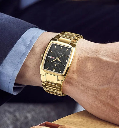 2021 Men's Watch WWOOR Top Brand Luxury Gold Blue Black Watch Men's Square Business Sports Quartz Waterproof Stainless Steel Watch Relogio Masculino