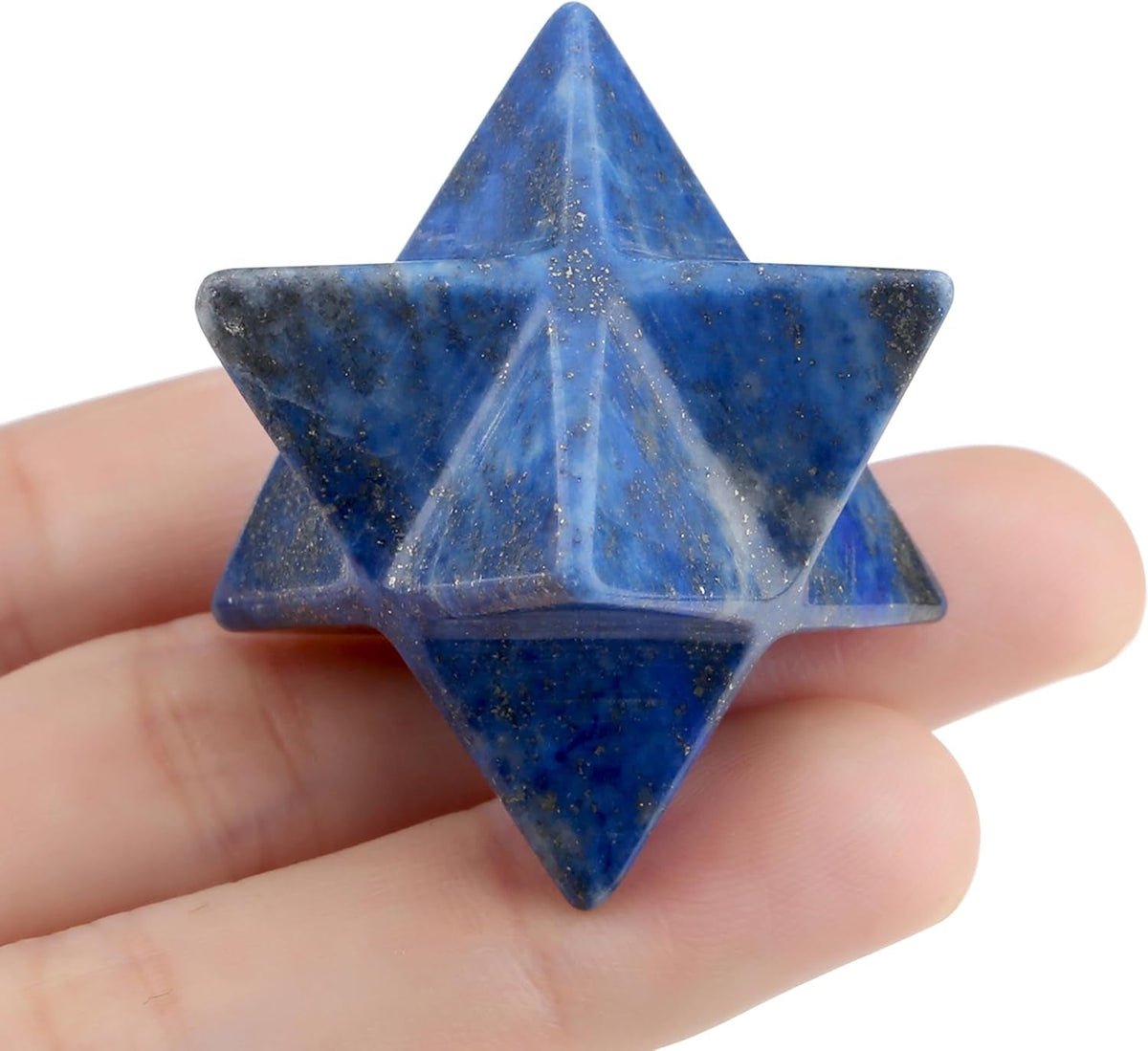Lapis Lazuli Merkaba Crystal Natural Healing Stones Sacred Meditation Energy Generator 1" Reiki 3D Star Dodecahedron Crystal Grid Home Decor Protection Cleansing Spiritual Gifts