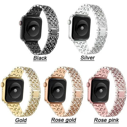 Compatible with Apple Watch Bands 44mm 42mm 40mm 38mm for iWatch Strap Series 6/SE/5/4/3/2/1 Replacement Metal Wristband Bling Diamond Band