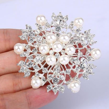 Women'S Wedding Corsage Clear Crystal Simulated Pearl Elegant Flower Leaf Brooch for Women, Bride
