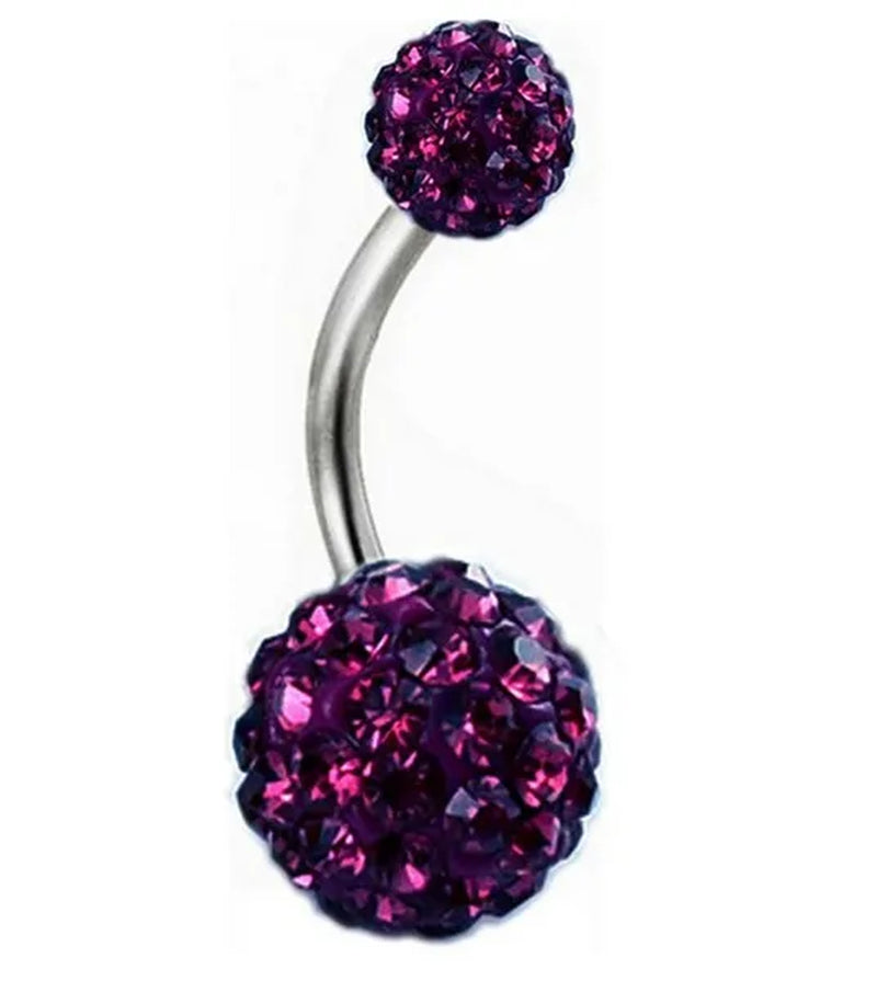 2016 Big Sale 8mm&5mm Crystal Disco Ball Imbue Diamond  316L medical steel material Stainless Steel Belly Button Navel Ring Body Piercing