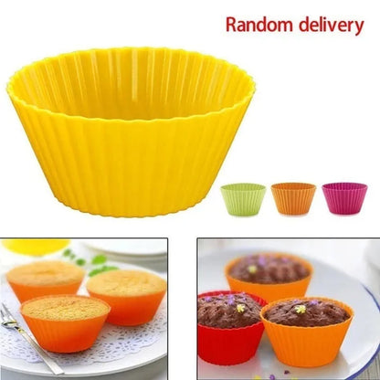 12PCS silicone muffin cups, silicone molds in the form of baking cups for kitchen baking tools, cakes and muffin pans (random color)