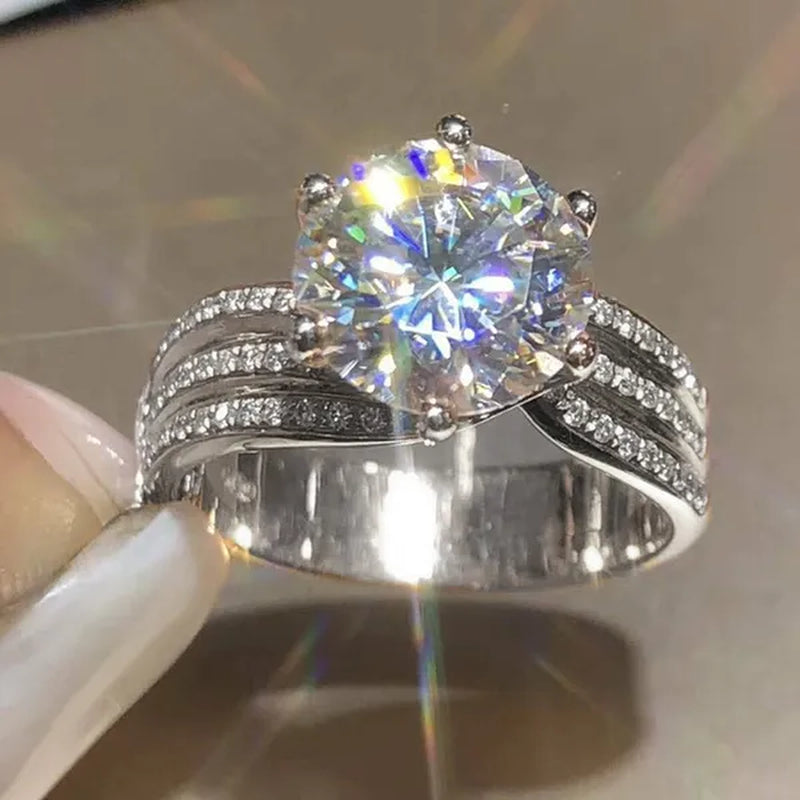 Fashion Delicacy Luxury Jewelry for Women Wedding Band Exquisite Round Cut zircon Engagement Anniversary Promise Rings