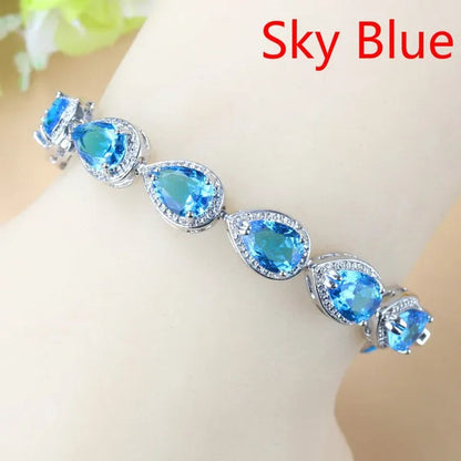 Silver 925 Selling Water Drop Green Zircon Bracelet Health Fashion Jewelry For Women