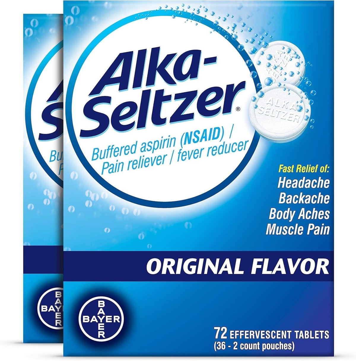 Original Effervescent Tablets, Fast Relief of Headache, Muscle Aches, and Body Aches, 144 Count (72 X 2)