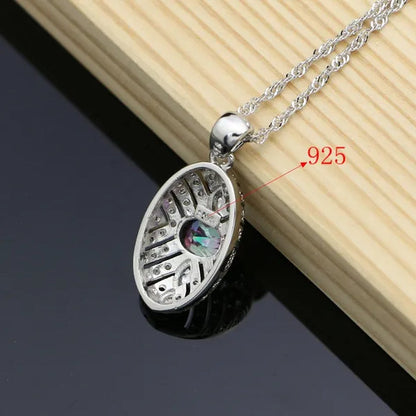 Mystic Rainbow Fire Topaz Jewelry Sets Women 925 Sterling Silver Jewelry Earrings/Pendant/Necklace/Rings/Bracelet