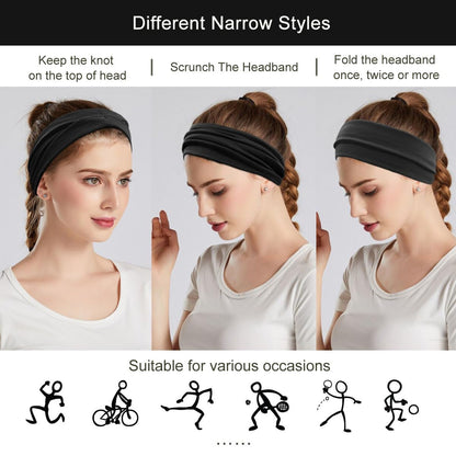Fashion Headbands for Women Wide Headband Yoga Workout Head Bands Hair Accessories Black Band 6 Pack