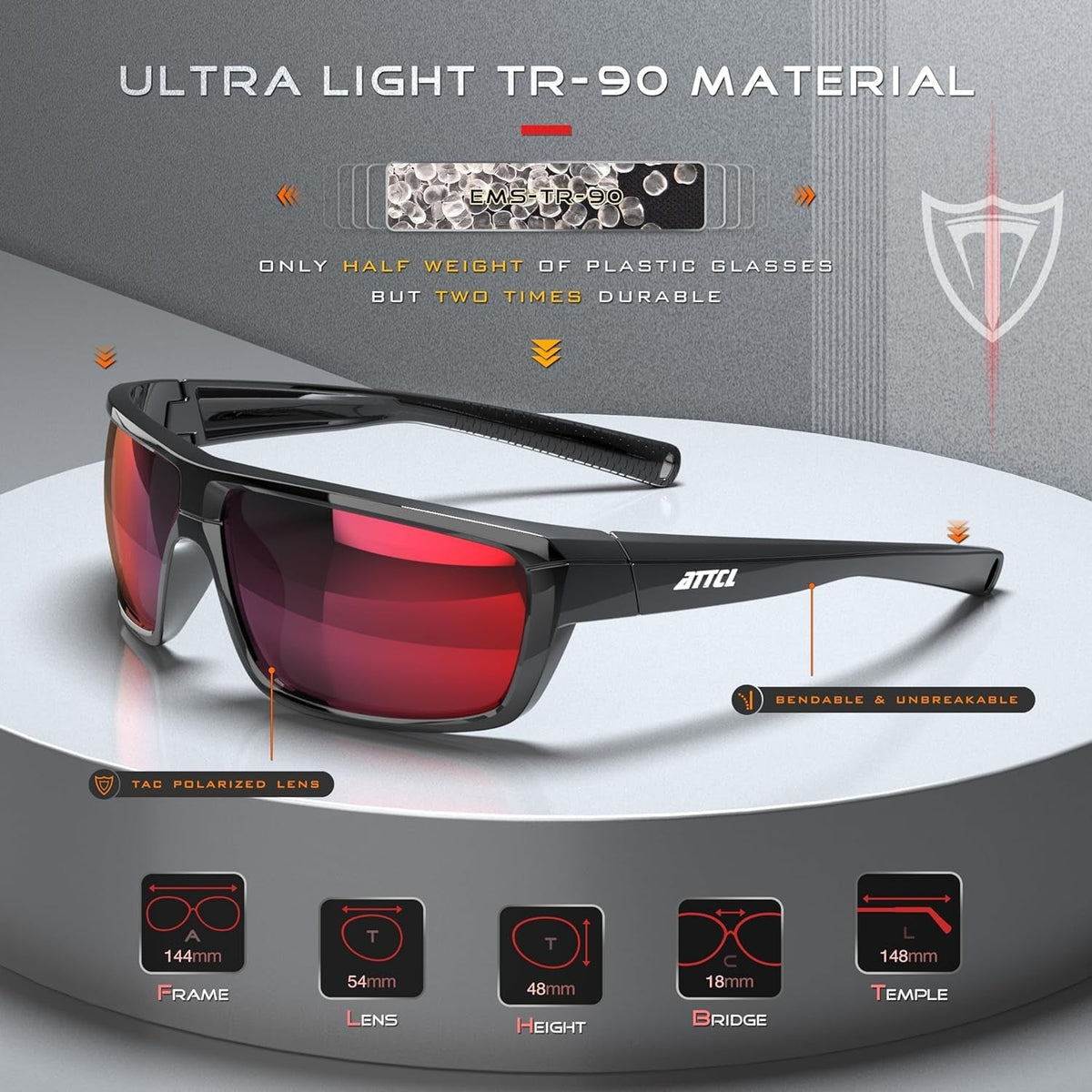 Polarized Wrap Sunglasses For Men - Fishing Sports Glasses UV Protection