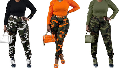 Women Camo Cargo Pants Camouflage Sweatpants Joggers Casual Army Fatigue Pants