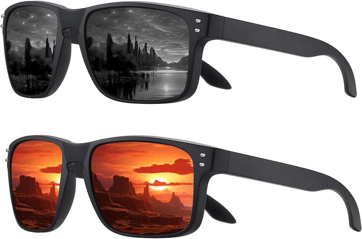 Polarized Sunglasses Men Womens - Retro Square Sun Glasses for Fishing Driving UV Protection