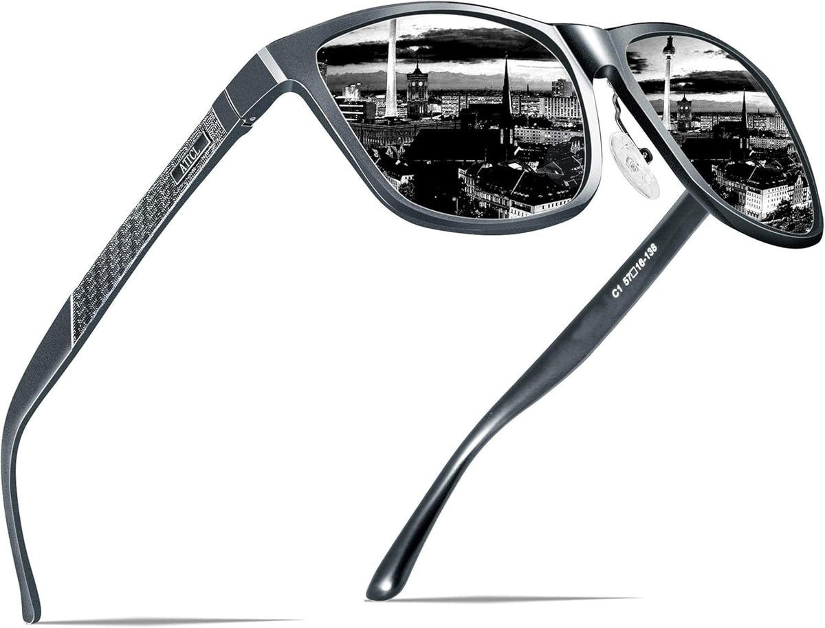 Men'S Retro Metal Frame Driving Polarized Sunglasses for Men Sun Glasses