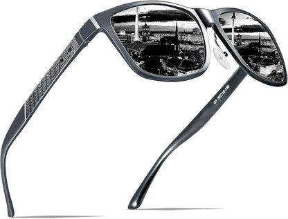 Men'S Retro Metal Frame Driving Polarized Sunglasses for Men Sun Glasses