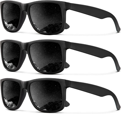 Sunglasses Men Polarized Sun glasses for Mens Womens Classic Matte Black Frame UV Protection 3pack