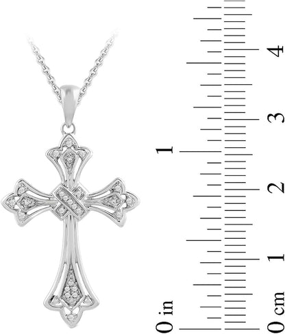 Sterling Silver Diamond Accent Cross Pendant Necklace, 18" (Previously Amazon Collection)