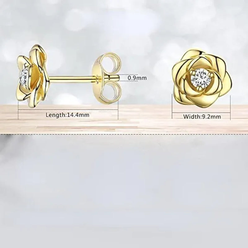 Exquisite Cute Rose Flower Stud Earrings for Women Daily Casual Party Jewelry Gift