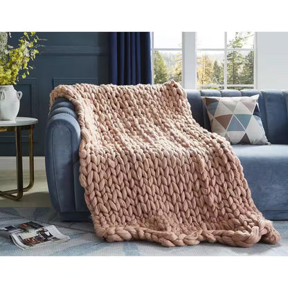Berenice 40 In. X 60 In. Blush Throw Blanket Cozy 100% Polyester