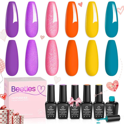 Beetles Pastel Gel Nail Polish,6 Colors Macaron Pink Blue Green Yellow Purple Soft Pastel Gel Polish Soak Off Uv Gel Manicure Spring Gel Polish Nail Art Design DIY Home Salon Gift for Women Girl
