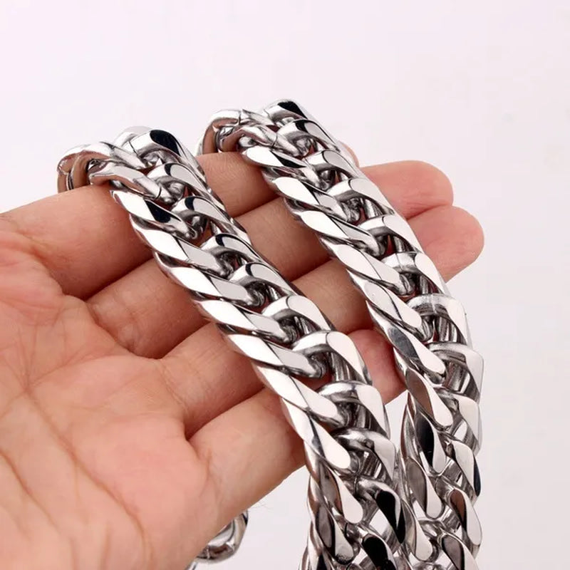 16/19/21mm Stainless Steel Mens Silver Curb Cuban Chain Bracelet/Necklace 7"-24"