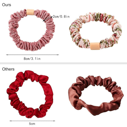 Silk Hair Ties Satin Scrunchies - Small Mini Scrunchy for Women Thick Hair Accessories Cute Soft No Slip Hair Elastics Ponytail Holder for Curly Hair No Damage Hairties Gift for Girl